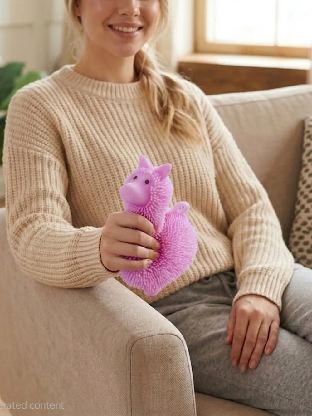Soft Pink Llama Sensory Plush Toy for Kids